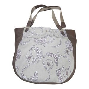 HELEN KAMINSKI Elegant Printed Canvas & Leather Tote Bag